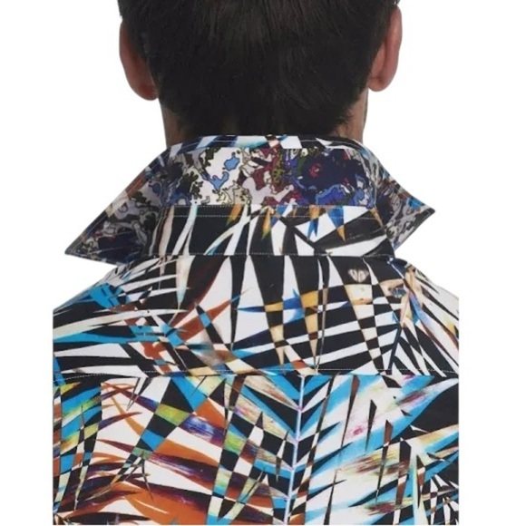 Robert Graham Barnhart Multi Color Palm Tree Abstract Button Shirt Mens Size L - Picture 3 of 12